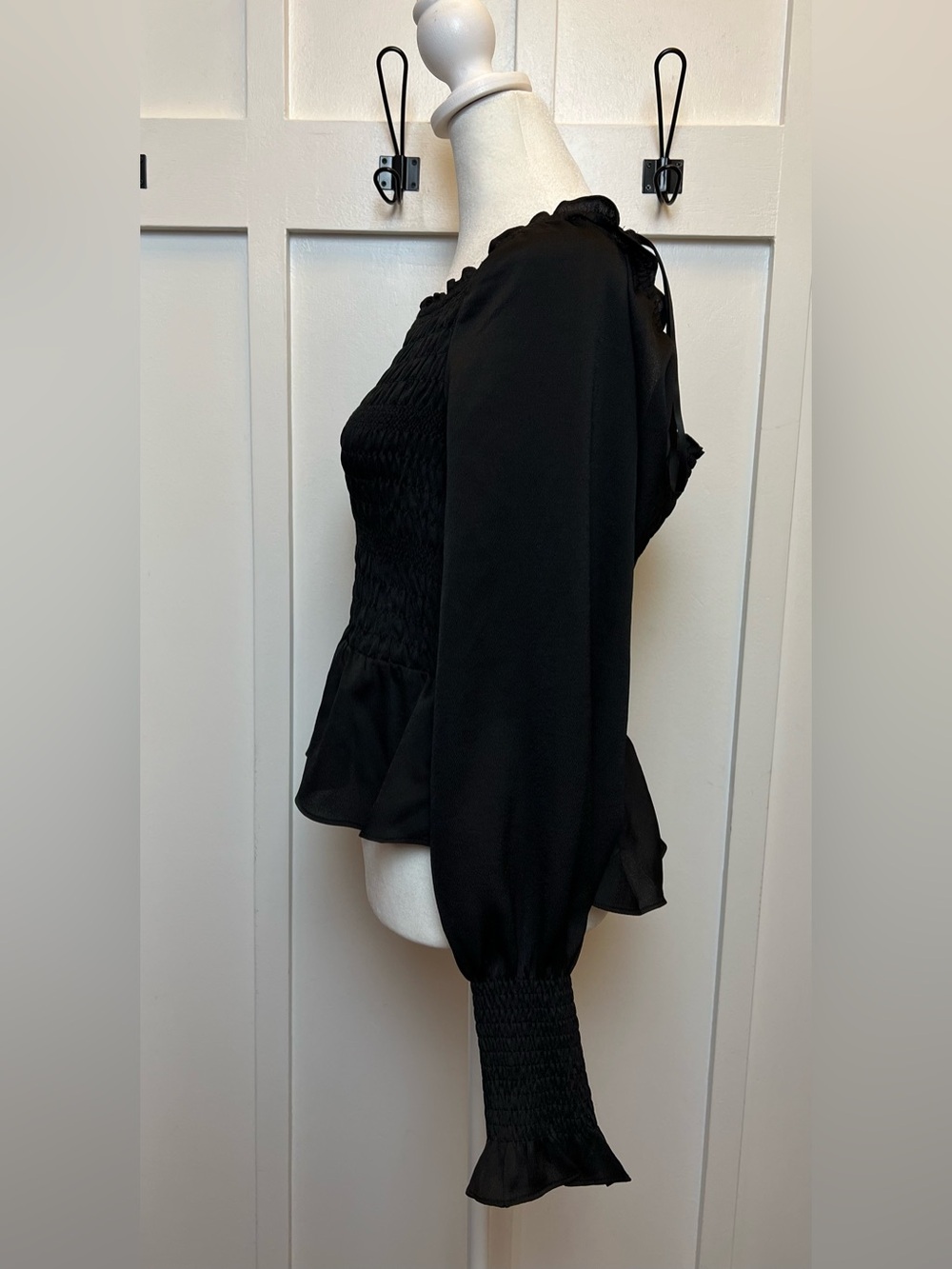 She Sky Womens Large Black Off Shoulder Sheer Peplum Regency Whimsigoth Romantic - Picture 5 of 8